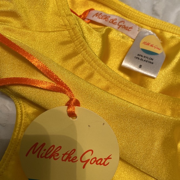 NWT Milk The Goat MLK Shinny Yellow Laguna Bando Bikini | Size S - Picture 7 of 13